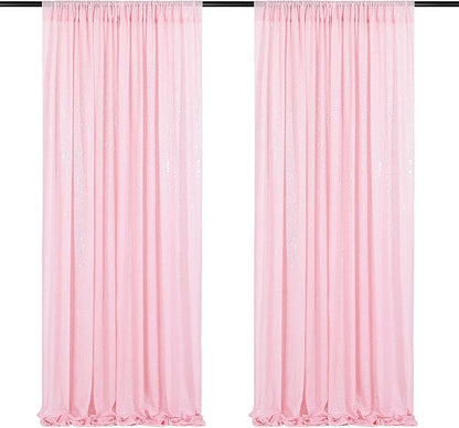 Pink Sequin Backdrop Curtains-2 Panels 2FTx8FT Pink Backdrop by SoarDream