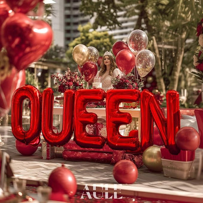 AULE 40 Inch Red U Balloon Letter Foil A-Z Birthday Big Alphabet | Birthday - Image 4