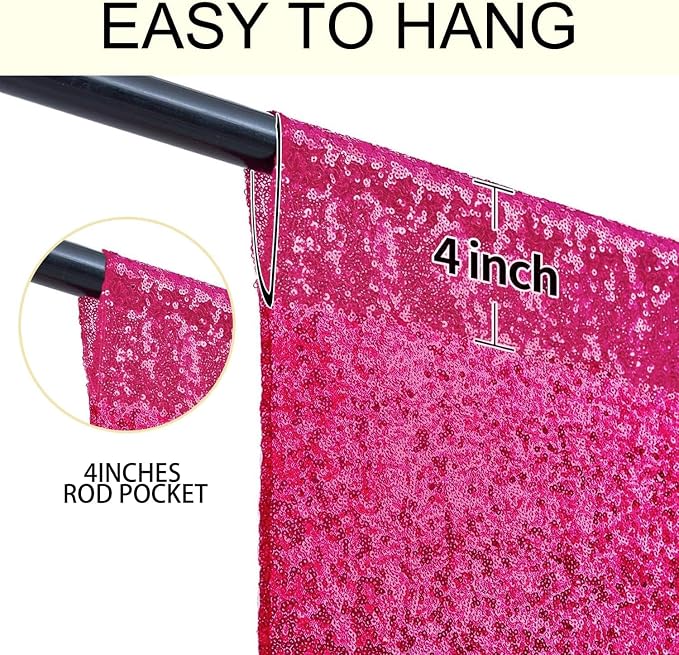4×8FT-2PCS Fuchsia Sequin Backdrop Curtains Panels, Photography Backdrop - Image 5