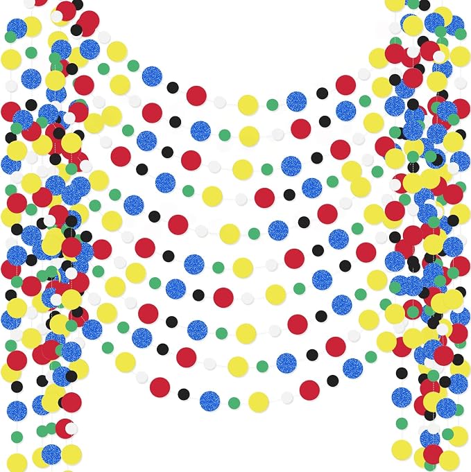 Outus 10 Pieces Colorful Circle Garland Banner Hanging Paper Dot Decorations by Outus