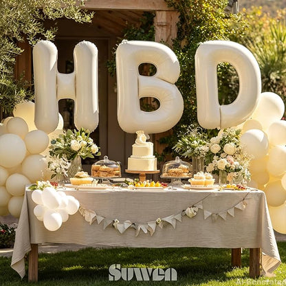 SUWEN 40 Inch Cream Large C Letter Balloons Big Foil Helium A-Z | Jumbo Mylar - Image 3