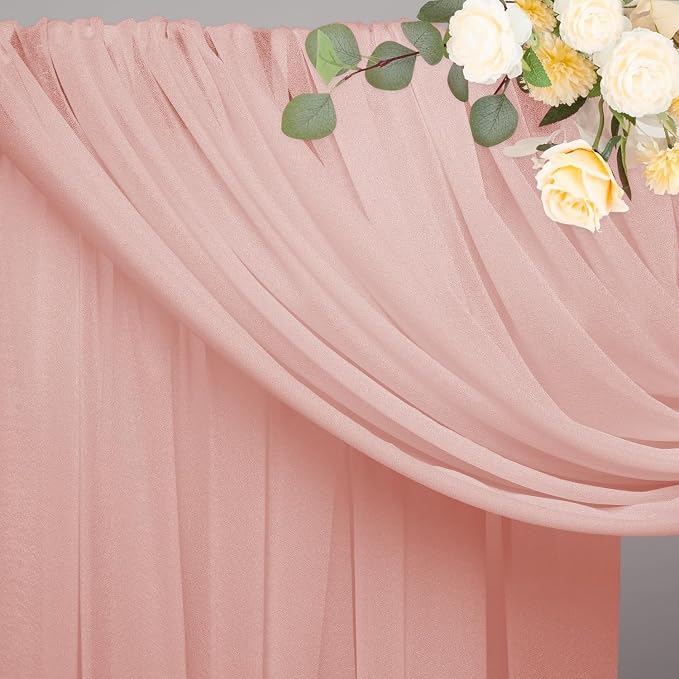 Blush Wedding Arch Draping Fabric Backdrop Drapes Sheer 2 Panels | 28.7"x20FT - Image 3