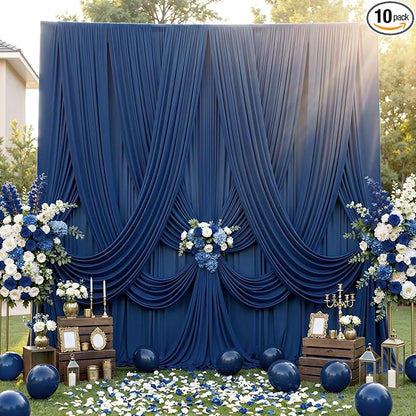 50ft×12ft Wrinkle Free Navy Blue Backdrop Curtain by ENJOYYOURPARTY