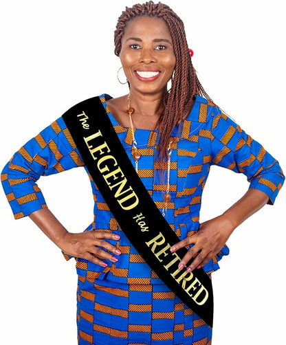 The Legend Has Retired Sash – Elegant Black and Gold Foil Legendary Sash - Image 3