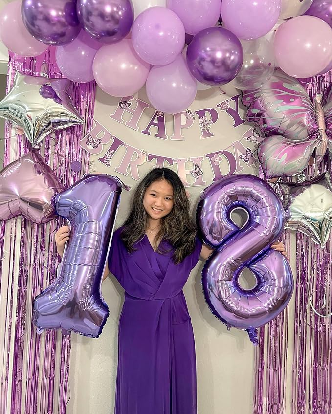 9 Balloon - Purple Birthday Number Balloons, 40 Inch Decorations Men Women | - Image 2