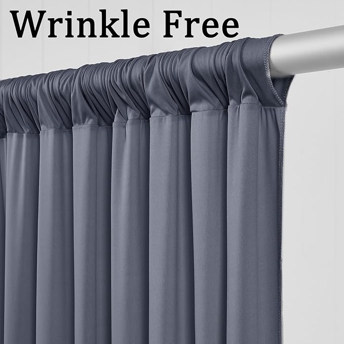 10ft x 10ft Wrinkle Free Charcoal Backdrop Curtains - Image 2