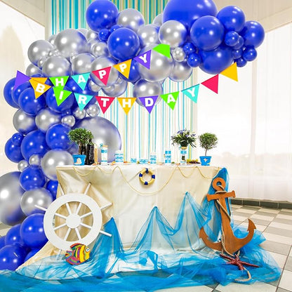 110pcs Royal Blue and Metallic Silver Balloons, 18/12/10/5 Inch Balloons | - Image 6