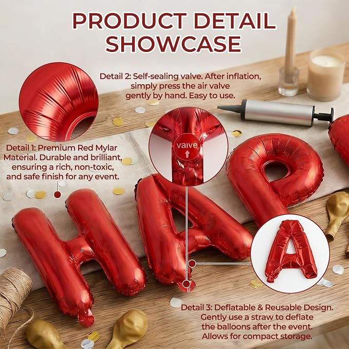 52 Pieces 16 Inches A-Z Letter Balloons – 2 Sets of Alphabet Mylar Balloon - Image 3