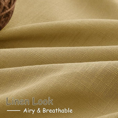 Gold Linen Curtains 90 Inch Long 2 Panels Set - Image 5