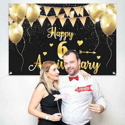 HAMIGAR 6x4ft Happy 6th Anniversary Banner Backdrop - Image 7