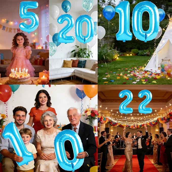40 Inch Number 5 Balloons for 5th Birthday Party Decorations, 0-100 Jewelry - Image 7