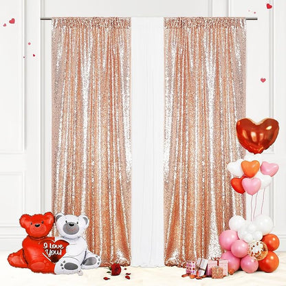 Eternal Beauty Rose Gold 3mm Sequin Backdrop 2x8 Ft 2 Pack Wedding | Dense by EternalBeauty
