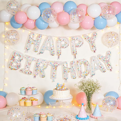 Happy Birthday Letter balloon banner, 16-inch Happy Birthday | clear sequined - Image 7