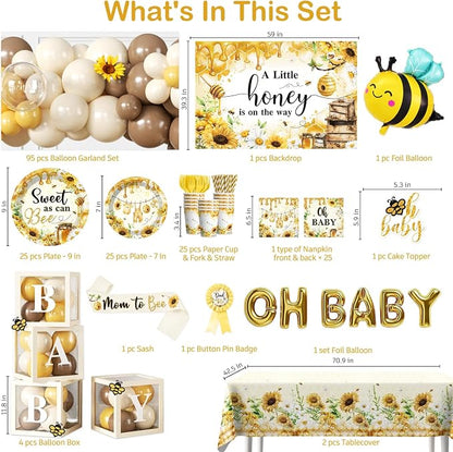Cocomigo 257Pcs Bee Baby Shower Decorations, All-in-One Set - Image 2