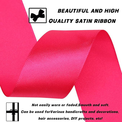 1-1/2 Inch 60 Yards Hot Pink Solid Satin Ribbon - Image 3