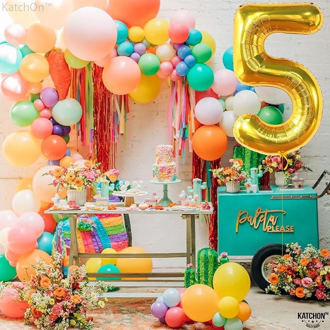 KatchOn Foil Gold Number 5 Balloons - Image 8