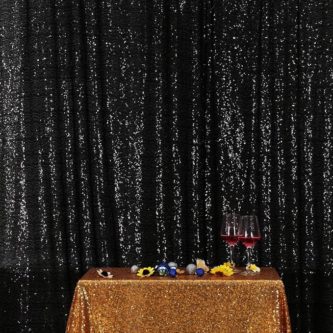 Poise3EHome Black Sequin Backdrop, 8FT x 10FT Sequin Photography Backdrop - Image 7