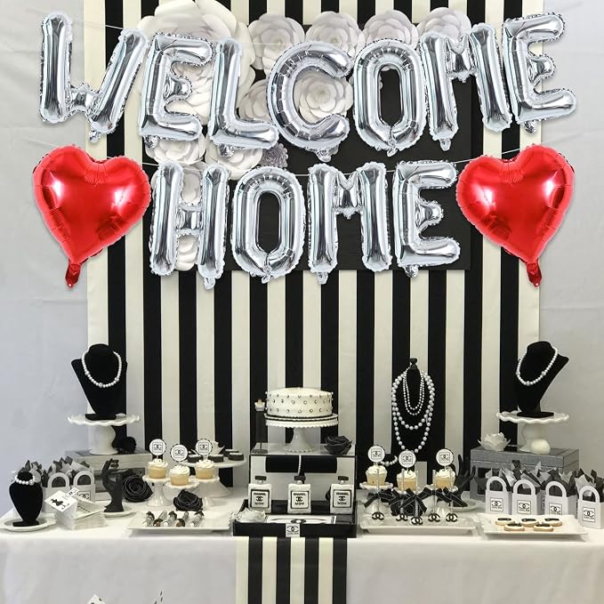 TONIFUL 16 Inch Silver WELCOME HOME Foil Letter Balloons Banner Decoration | - Image 3