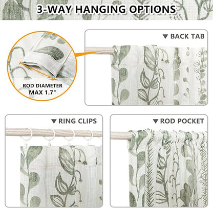 Sage Green Curtains 90 Inches Long 2 Panels Boho Curtains - Image 3