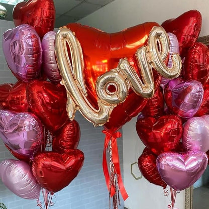 Biapian Foil Heart Balloons Red, Valentines Balloons 18inch Red Foil Balloons - Image 3