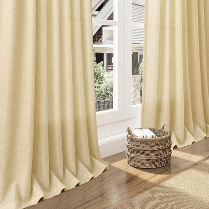 Cream Yellow Linen Curtains 102 Inches Long - Image 5