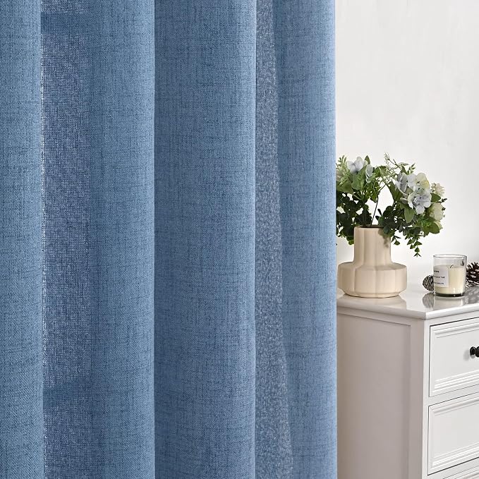YoungsTex Denim Blue Linen Curtains 95 Inch Length - Image 8