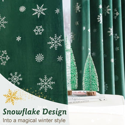 Beauoop Christmas Green Velvet Curtains - Image 8