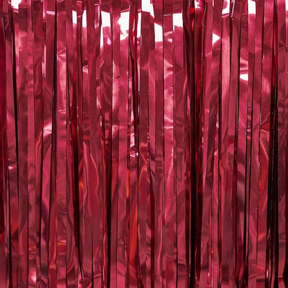 PartyWoo Red Foil Fringe Tinsel Streamers Backdrop Curtain 2pcs 8.2FT | Red - Image 2