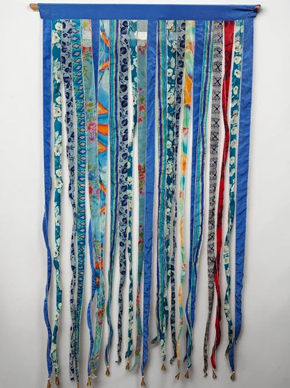 Mango Gifts Old Silk Sari Ribbon Doorway Curtain Hippie Bohemian Room Divider - Image 2