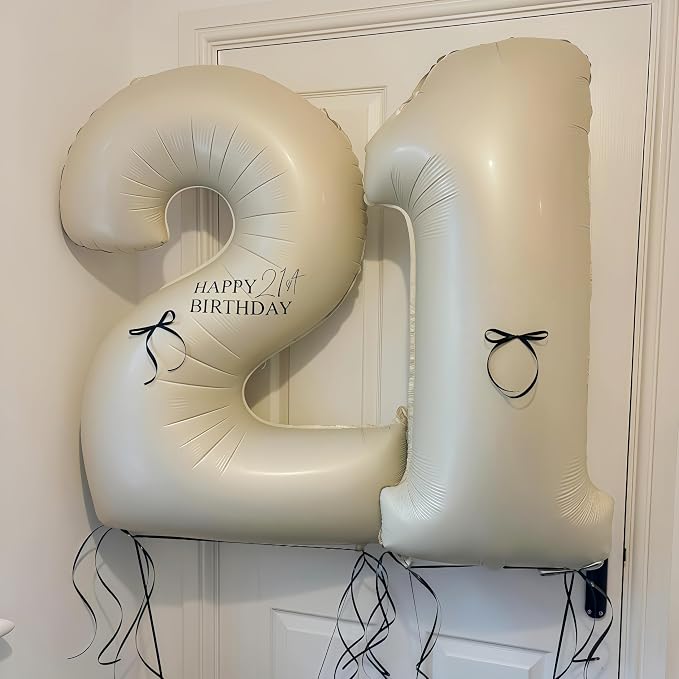 Cream 8 Balloon Number 40 Inch Cream White Number 8 Balloon Helium Mylar 8 - Image 5
