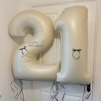 Cream 7 Balloon Number 40 Inch Cream White Number 7 Balloon Helium Mylar 7 - Image 5