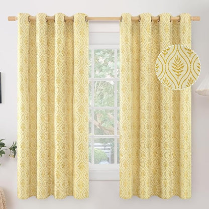 BGment Mustard Yellow French Country Curtains 63 Inches Long - Image 9