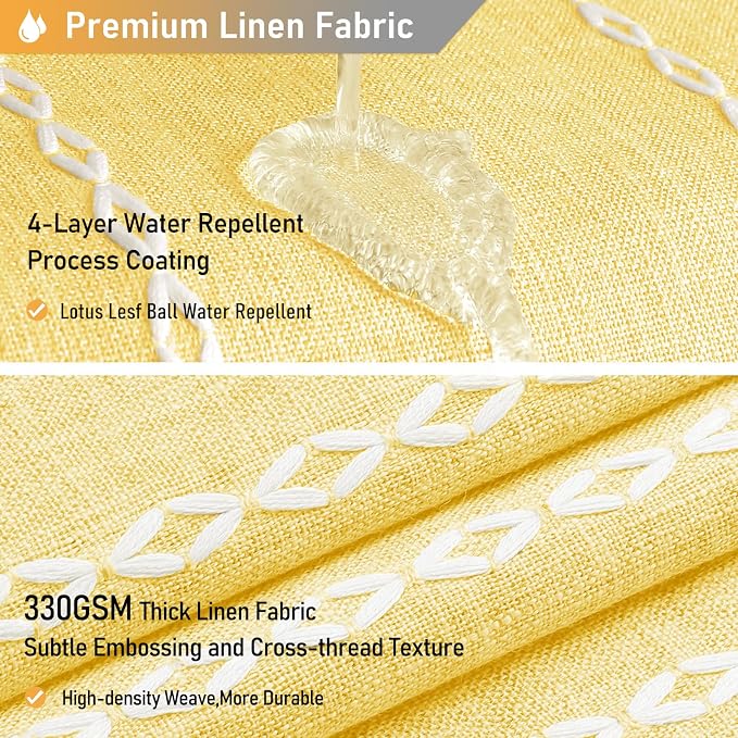 72x96 Extra Long Boho Linen Heavy Duty Shower Curtain Set, 330GSM Linen Blend - Image 4