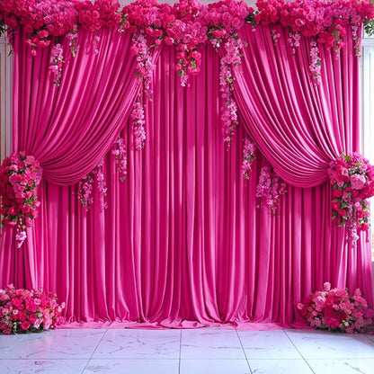 6 Panels Hot Pink Backdrop Curtains - Image 9