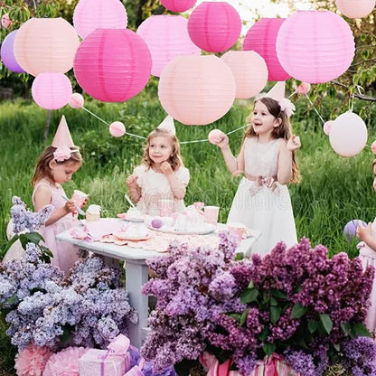 BEISHIDA Pink Mix Paper Lanterns 12Pcs 6/8/10/12 Inch Round Chinese Lamp | - Image 4