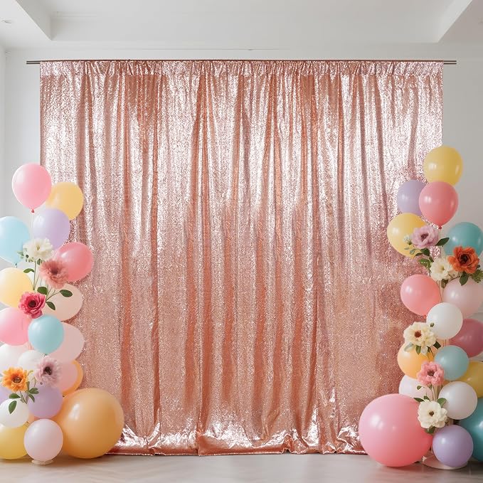 SquarePie 10x10ft Rose Gold Sequin Backdrop, High Density Non-Transparent - Image 3