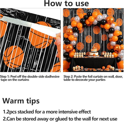 2 Packs Basketball Foil Fringe Curtain, Baby Shower, Game Day, Team Celebrations - Image 8