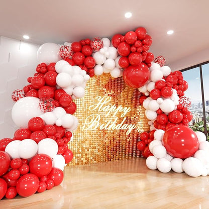 140Pcs Red and White Balloon Arch Kit by ADOINBY
