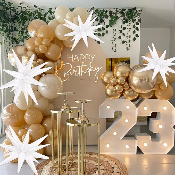 8 Pcs White Star Balloons, 27/22 inch One-Piece Explosion Balloons Aluminum - Image 8
