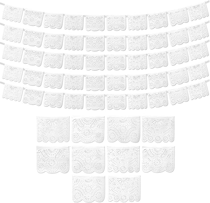 White Papel Picado Banner 5-pk by FiestaWraps