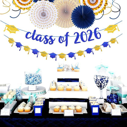 Navy-Blue Gold Party-Decorations Graduation Banner-Streamers - Image 5
