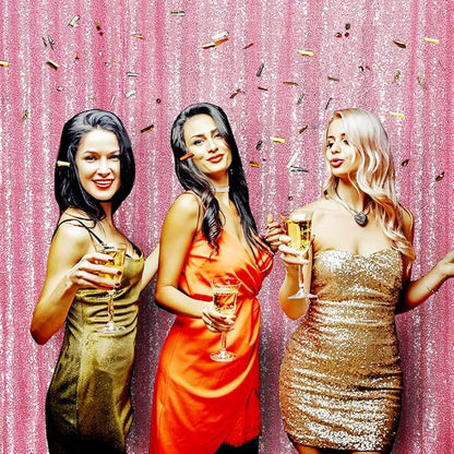 Poise3EHome Fuchsia Pink Sequin Backdrop, 6Ft x 8Ft Glitter Photography - Image 3