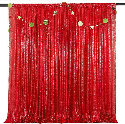 Red Sequin Backdrop Curtains 10FTx10FT 1 Panel | Shimmer Wall Backdrop by HMQIANG