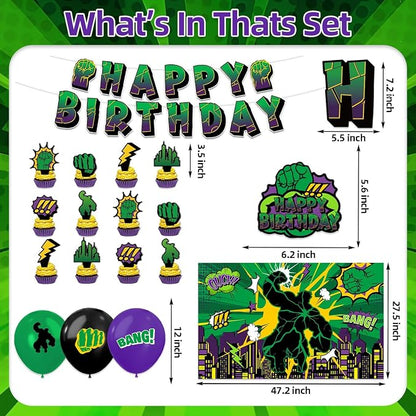 42Pack Green Hero Party decoration pack include Banner, Honeycomb Centerpieces - Image 3