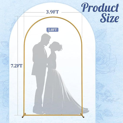 7.2FT Arch Backdrop Stand, Metal Gold Wedding Arch Frame, Balloon Arch Stand - Image 7