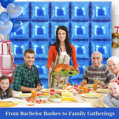 Blue Square Foil Balloons 25 Pcs Metallic Blue Balloons Wall Backdrop - Image 6