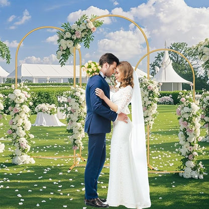 3 Pack Metal Wedding Arch Backdrop Gold Balloon Stand | Gold Arch Backdrop Stand - Image 2
