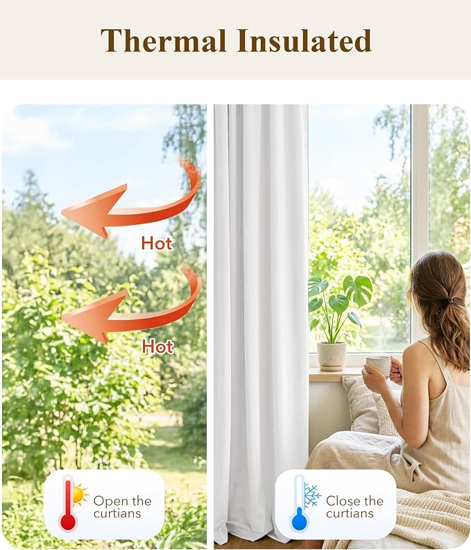 White Velvet Curtains 108 inches Long, Luxury Back Tab Privacy Protect Window - Image 5