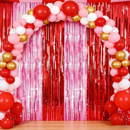 4 Packs Pink and Red Foil Fringe Curtain, Baby Shower, Princess Bachelorette - Image 4