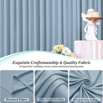 30 ft x 10 ft Wrinkle Free Dusty Blue Backdrop Curtain - Image 6